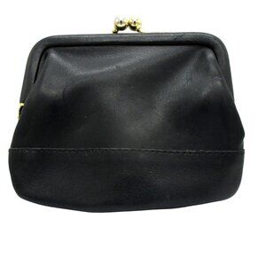 Vintage COACH Black Soft Leather Kisslock Change Purse Quiet Luxury 1980's